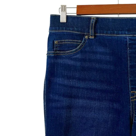 SPANX High Rise Pull-On Flare Midnight Dark Wash Jeans Size L - Picture 7 of 16